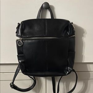LA Express Black faux Leather Bag with Silver Accents